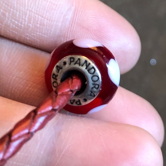 Pandora Brown Leather Bracelet Wrap Around Twice Necklace w/ 7 Charms - Picture 9 of 10